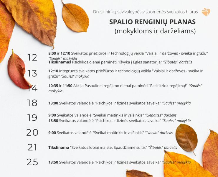 Spalio mėnesio sveikatingumo renginiai