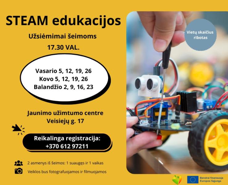 Kviečiame dalyvauti STEAM edukacijose
