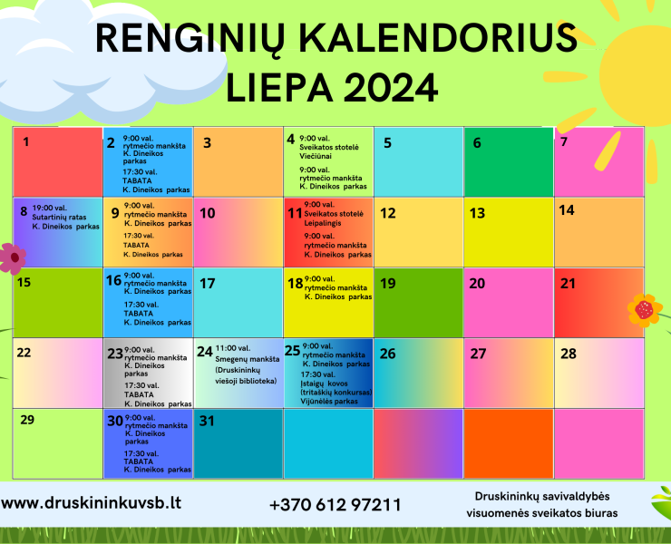 Liepos mėnesio renginiai
