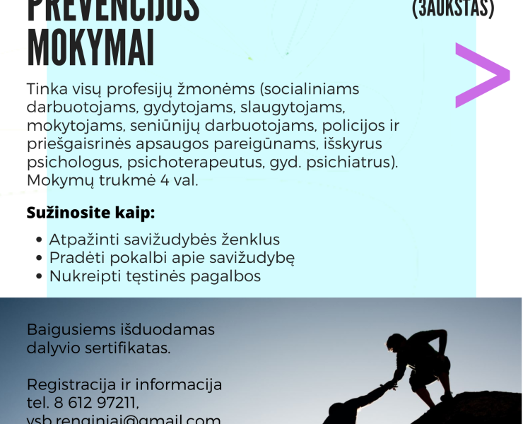 SAFETALK savižudybių prevencijos mokymai