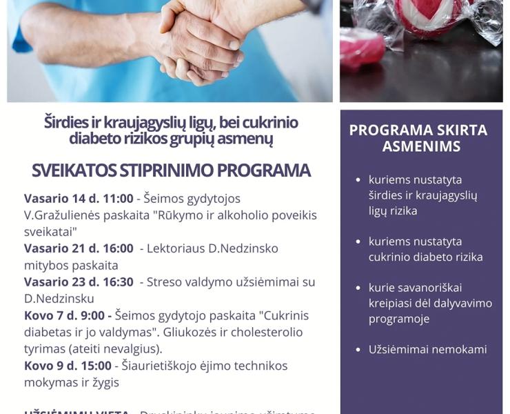 Širdies ir kraujagyslių ligų bei cukrinio diabeto rizikos asmenų sveikatos stiprinimo programa!