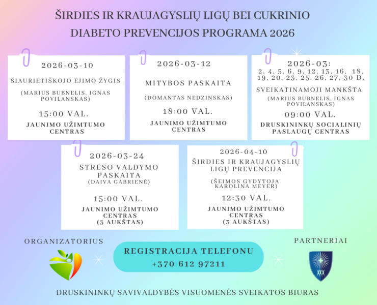 Kviečiame registruotis į širdies ir kraujagyslių ligų bei cukrinio diabeto prevencinę programą 2026